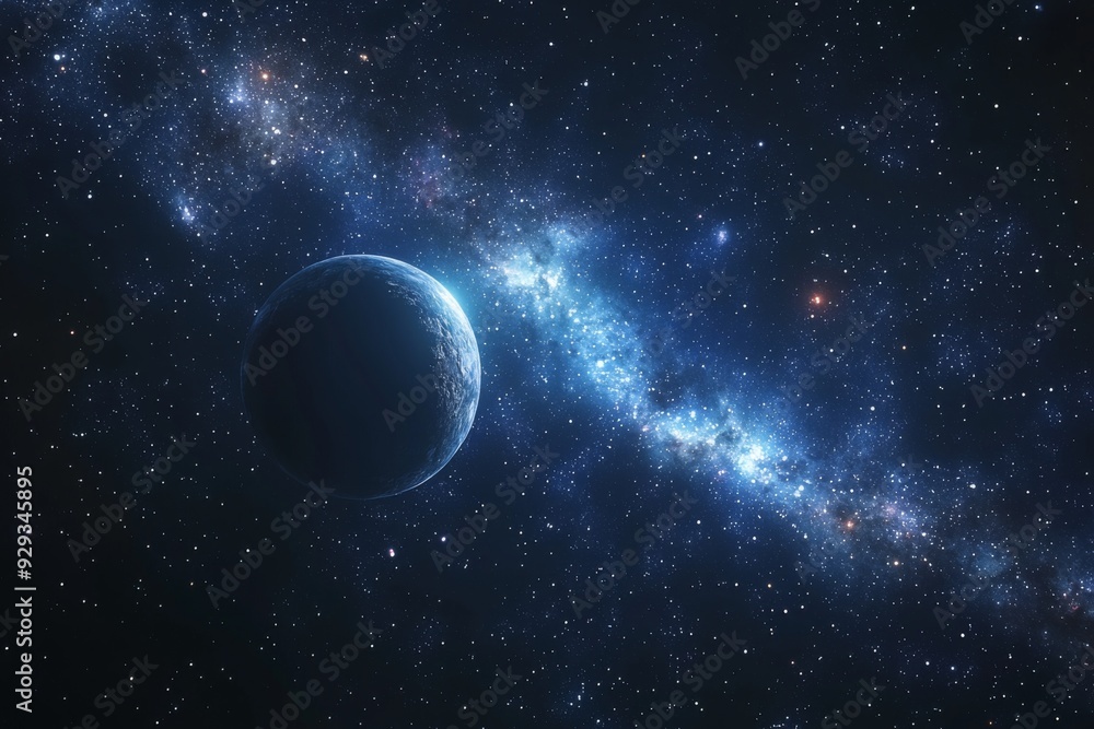 Space cosmic illustration with planets scene created with Generative AI Space cosmic illustration with planets scene created with Generative AI