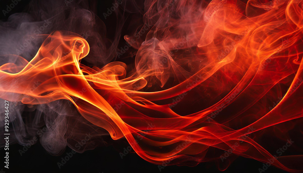 Fototapeta premium Red Smoke & Steam on black background