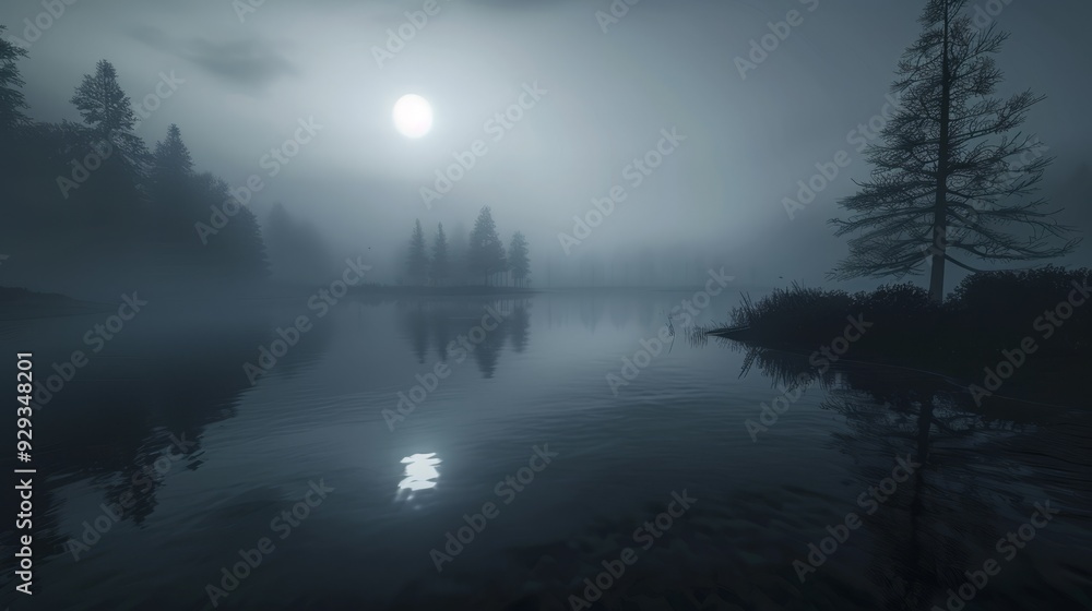 Fototapeta premium Fog On Dark Waters Edge