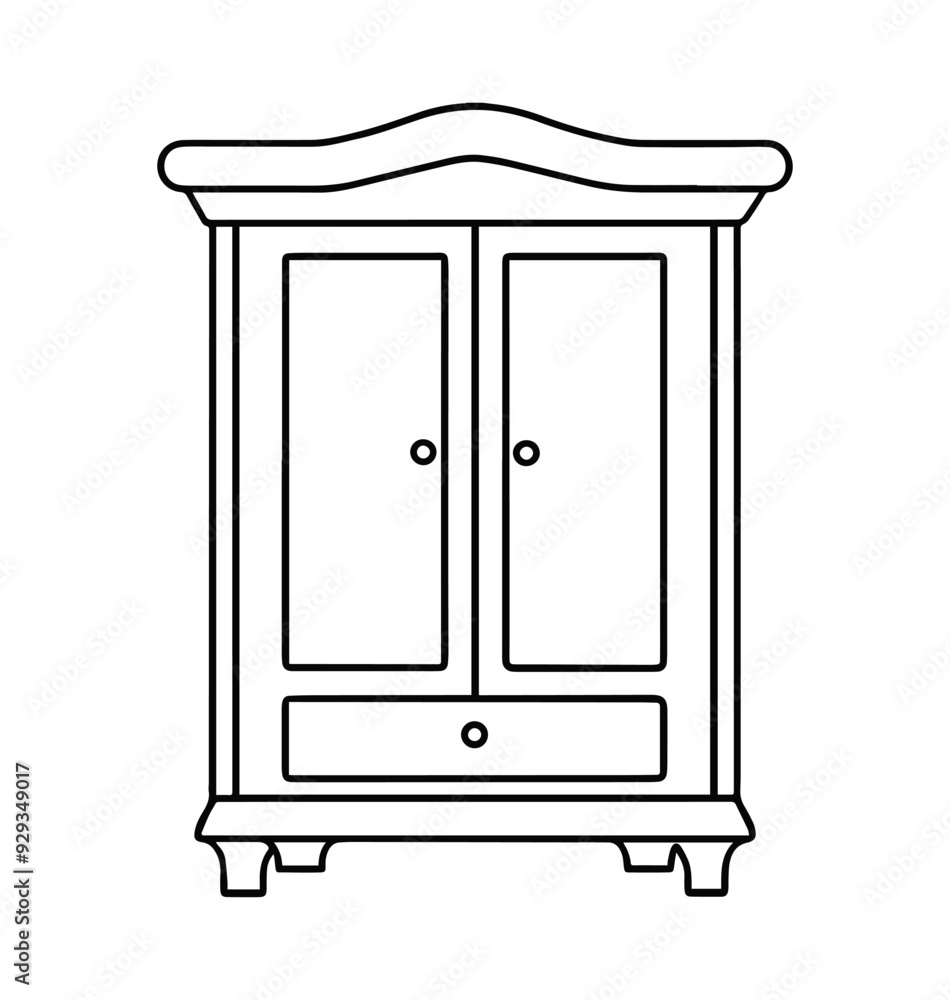 Armoire line art vector illustration Armoire line art vector illustration
