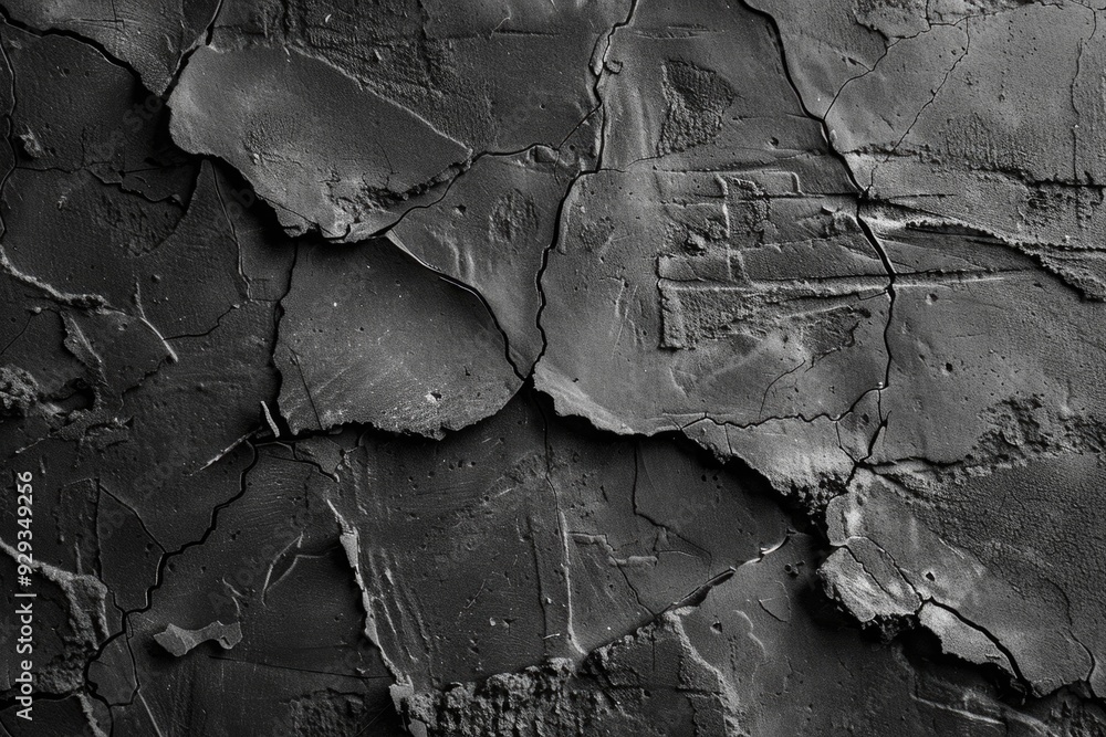 A close-up shot of a cracked wall in black and white, great for abstract or urban-themed designs A close-up shot of a cracked wall in black and white, great for abstract or urban-themed designs