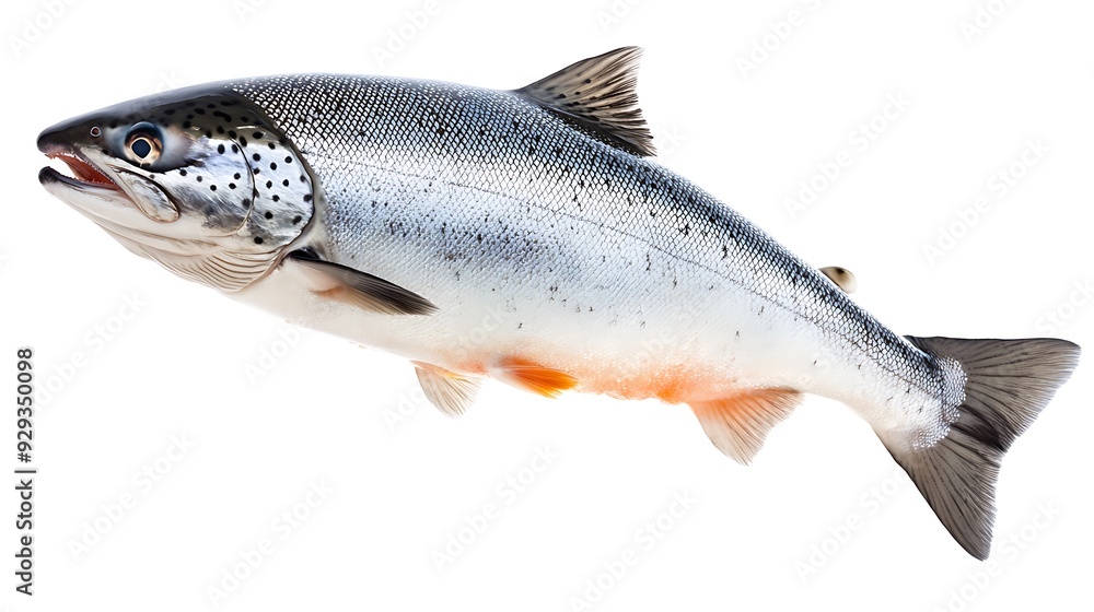 Fresh whole salmon fish with scales isolated on white background. Fresh whole salmon fish with scales isolated on white background.