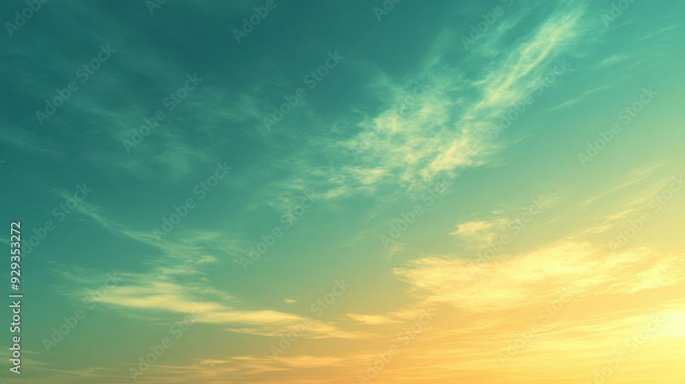 Fototapeta premium A serene sky at sunset, blending warm colors and soft clouds.