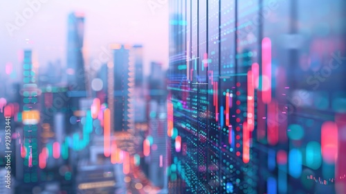 Abstract Cityscape with Data Visualization