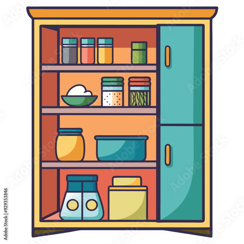 Pantry Cabinet Vector Design Illustration