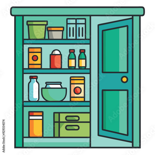 Pantry Cabinet Vector Design Illustration