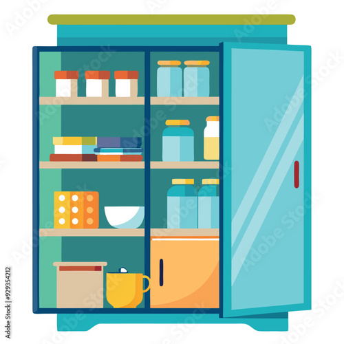 Pantry Cabinet Vector Design Illustration