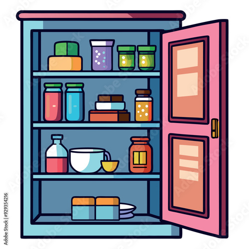 Pantry Cabinet Vector Design Illustration