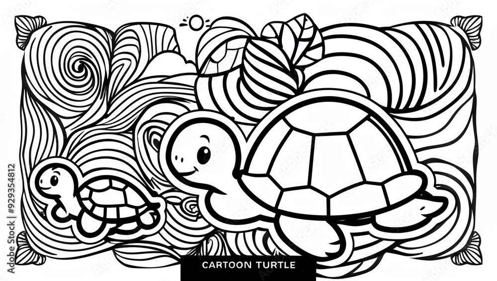 Fototapeta premium Coloring page, cute turtle