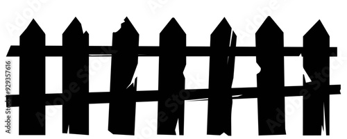 Fence wooden, black silhouette. Halloween fence concept. Vector