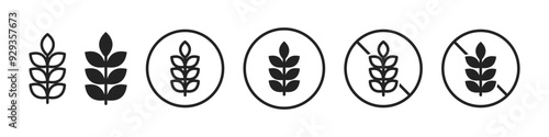 Wheat icon, symbol. Gluten free logo. Non gluten label. Vector