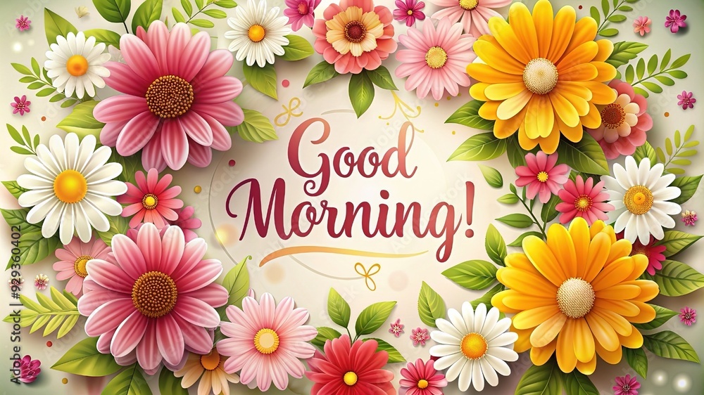 Card of beautiful flowers next card with text: Good Morning. Vintage filtered. For sale, promotion, social media, website, ad Card of beautiful flowers next card with text: Good Morning. Vintage filtered. For sale, promotion, social media, website, ad