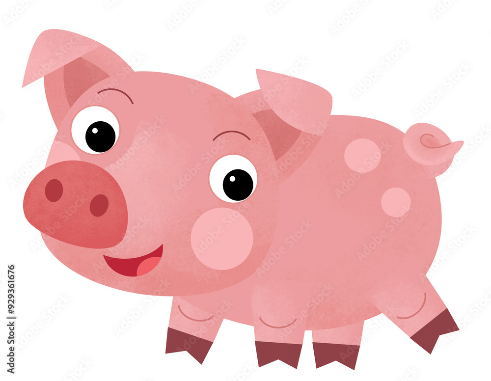 Cartoon happy scene with pig hog piggy is looking and smiling illustration for kids Cartoon happy scene with pig hog piggy is looking and smiling illustration for kids