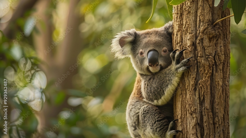 Fototapeta premium cute koala on tree branch australia wildlife 