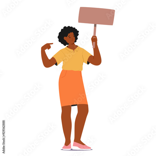 Black Woman Holding A Protest Sign, Pointing At Herself To Raise Awareness About Racism And Workplace Discrimination
