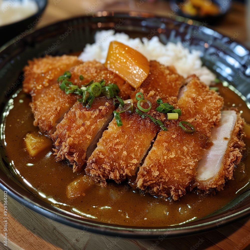 Katsu Curry - Breaded pork cutlet with Japanese curry. Katsu Curry - Breaded pork cutlet with Japanese curry.