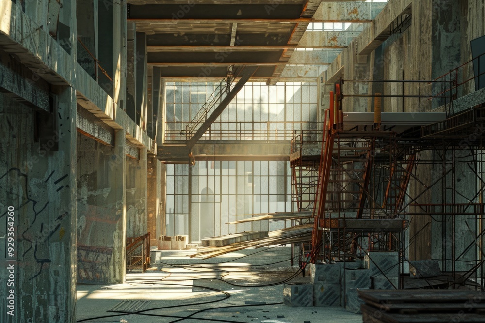 Fototapeta premium A building with scaffolding and scaffolding on the walls, ideal for architectural or construction projects