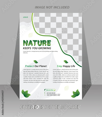 wild nature landscape Flyer poster vector design template.