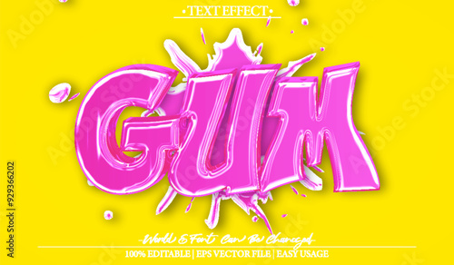 Gum Vector Text Effect Editable Alphabet Pink Candy Sweet Bubblegum Bonbon