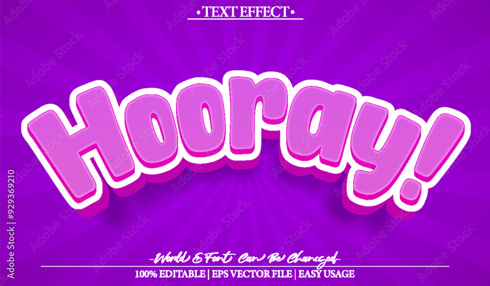 Obraz premium Hooray Comic Vector Text Effect Editable Alphabet Retro Funny Super Red Blue