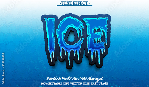 Ice Vector Text Effect Editable Alphabet Melt Frost Cold Fresh Winter