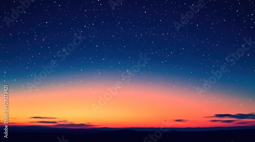 A serene twilight sky filled with stars and a gradient of colors at dusk. photo