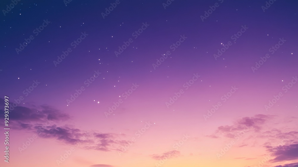 Fototapeta premium A serene twilight sky filled with stars and soft clouds, creating a tranquil atmosphere.