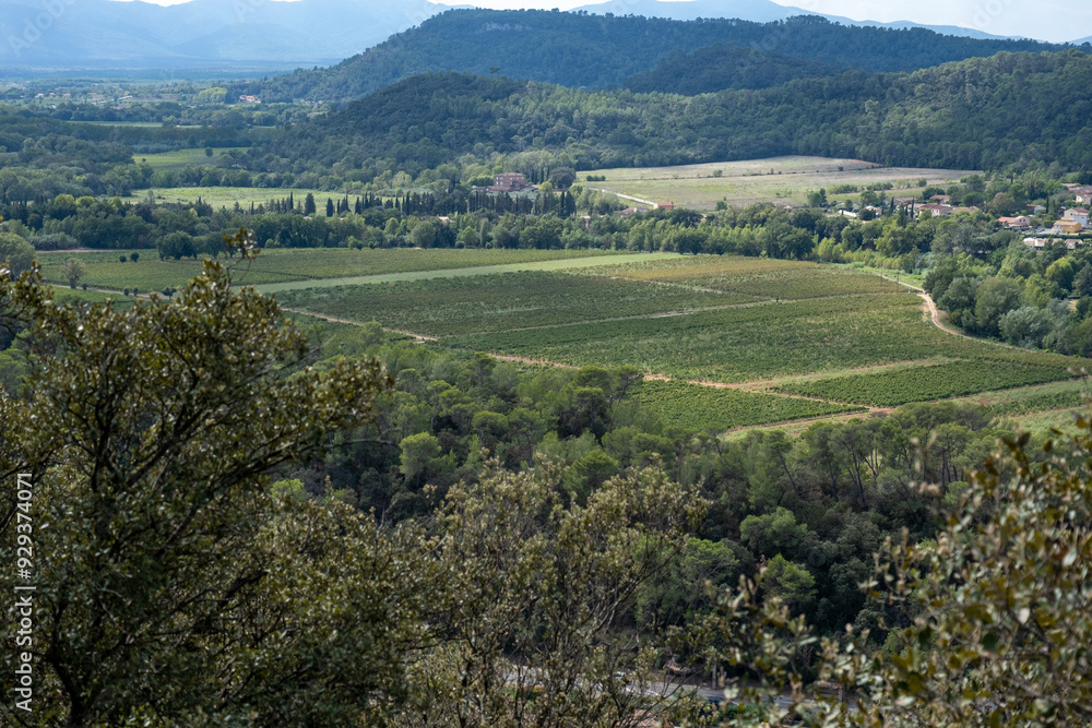 Naklejka premium view on Provencal village and hills in the French Riviera back country in late summer