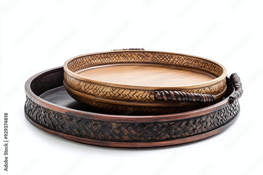 Stylish Decorative Trays isolated on white background Stylish Decorative Trays isolated on white background