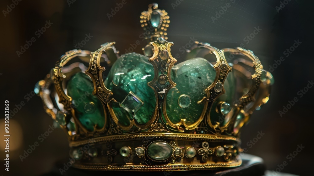 Fototapeta premium A king's crown with a large central gem, symbolizing the pinnacle of power and authority.
