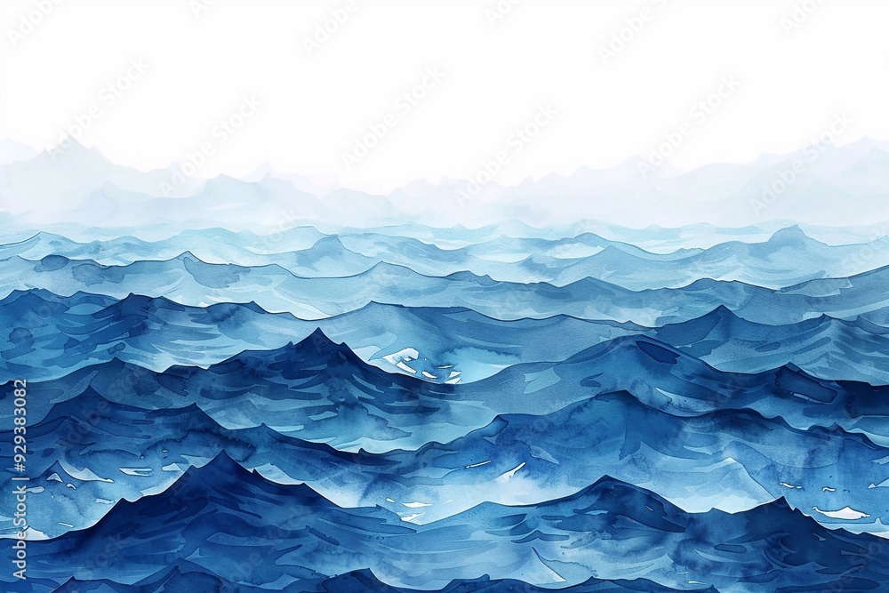 Waves on the sea. Watercolor ocean. Seamless pattern. Waves on the sea. Watercolor ocean. Seamless pattern.
