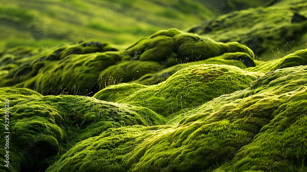 Lush green moss covering a rocky landscape, creating a textured and organic pattern. Lush green moss covering a rocky landscape, creating a textured and organic pattern.