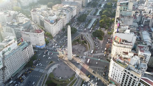 Capture the essence of Buenos Aires with breathtaking drone footage of the Obelisk. Ideal for tourism promotions, documentaries, and creative projects that highlight Argentina's iconic landmark photo