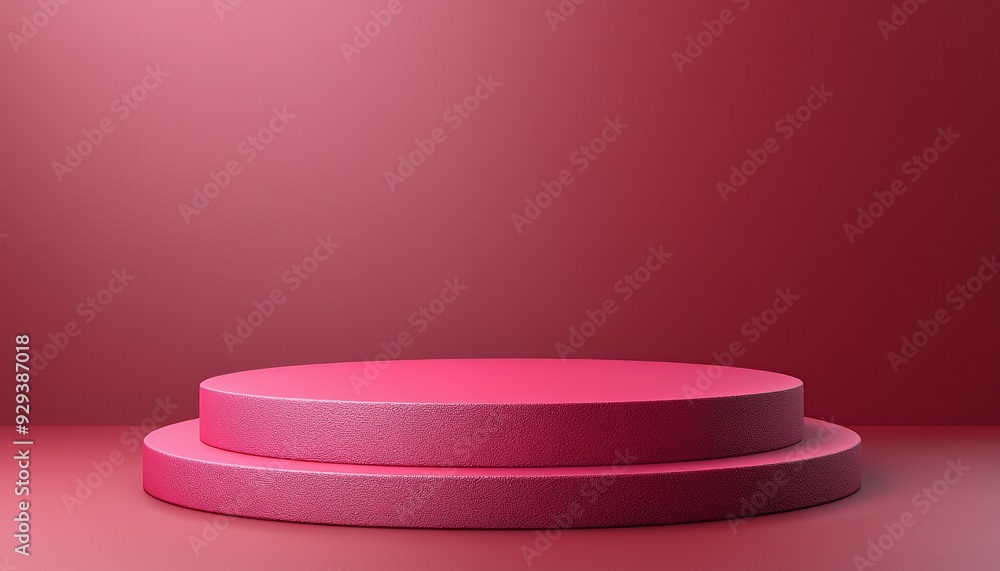 A minimalistic pink podium setup for display or presentation purposes. A minimalistic pink podium setup for display or presentation purposes.