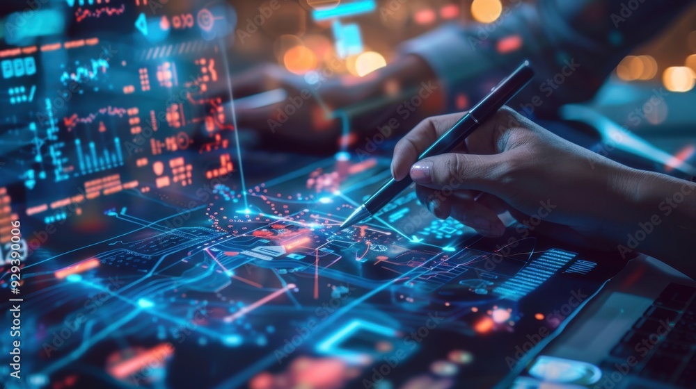 Conceptual image of AI in creative design with tools generating digital art and graphics