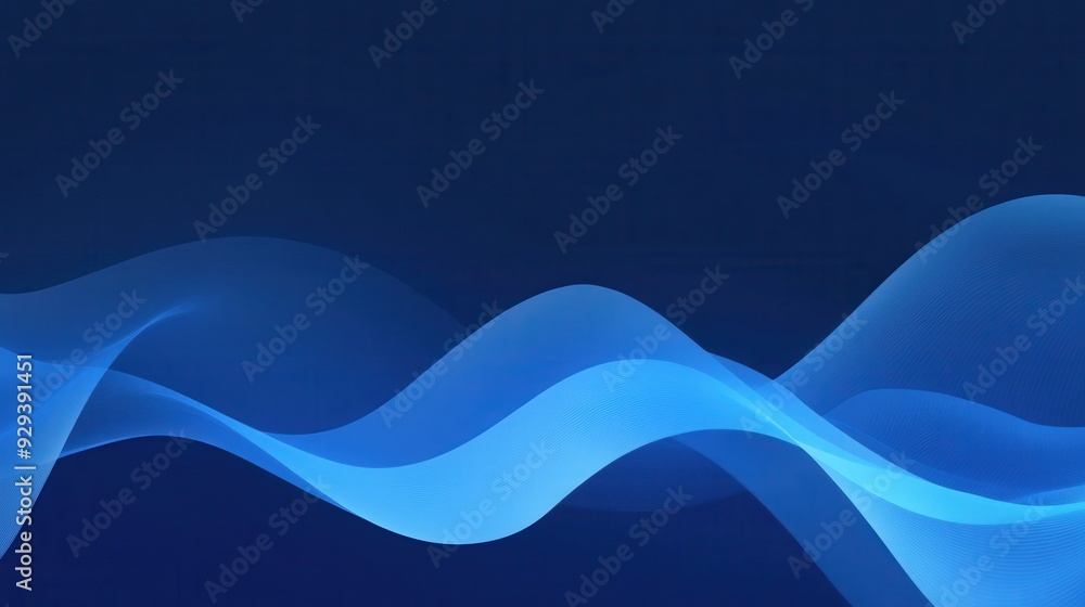 Fototapeta premium A smooth wave pattern in various shades of blue against a dark background.