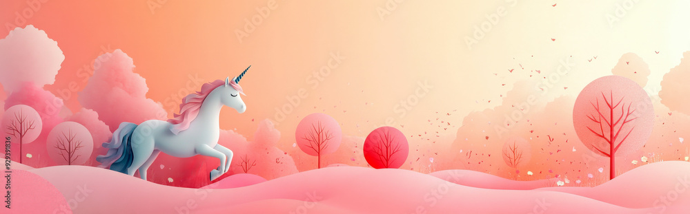 minimalist background featuring a unicorn surrounded by abstract tree shapes, with a pastel-colored background minimalist background featuring a unicorn surrounded by abstract tree shapes, with a pastel-colored background