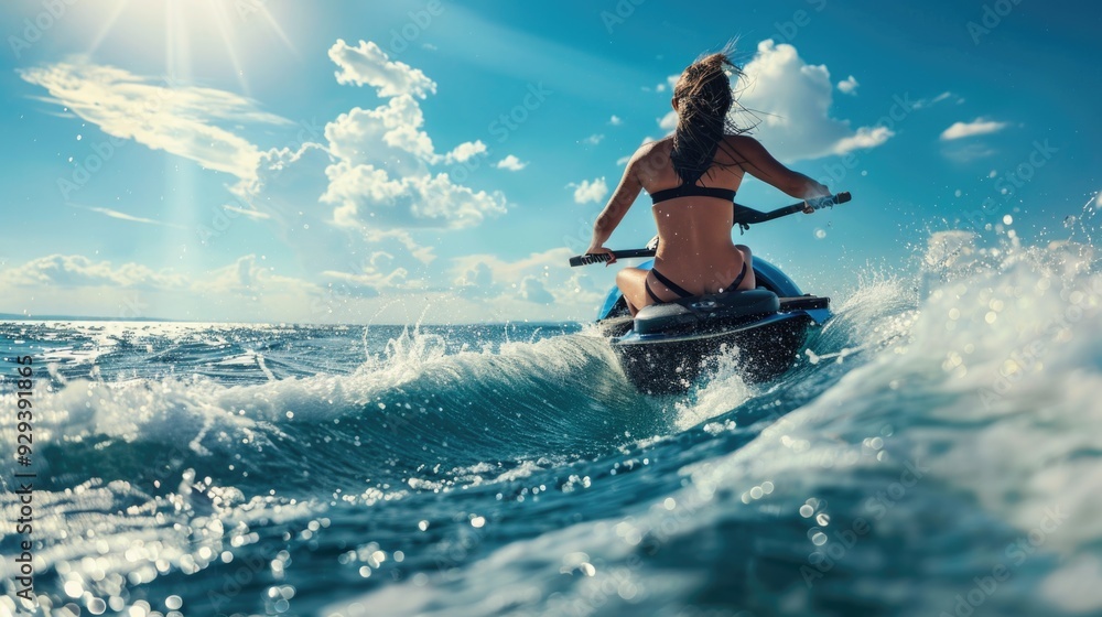 A person enjoying water sports in the open sea A person enjoying water sports in the open sea