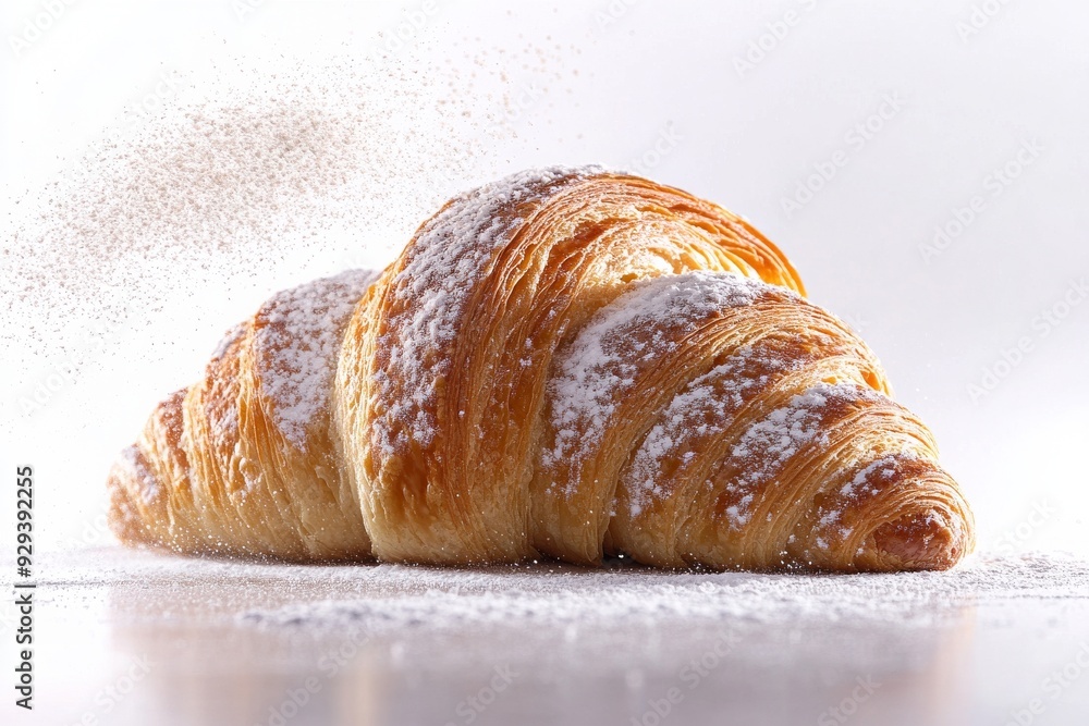 Croissant, A buttery, flaky, and crescent-shaped pastry, often enjoyed for breakfast or as a snack. Isolated on White Background Croissant, A buttery, flaky, and crescent-shaped pastry, often enjoyed for breakfast or as a snack. Isolated on White Background