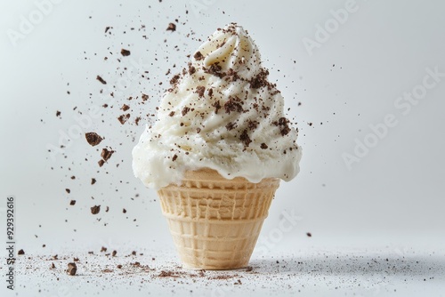 Gelato, Italian-style ice cream that is denser and creamier than regular ice cream, available in a variety of flavors. Isolated on White Background photo