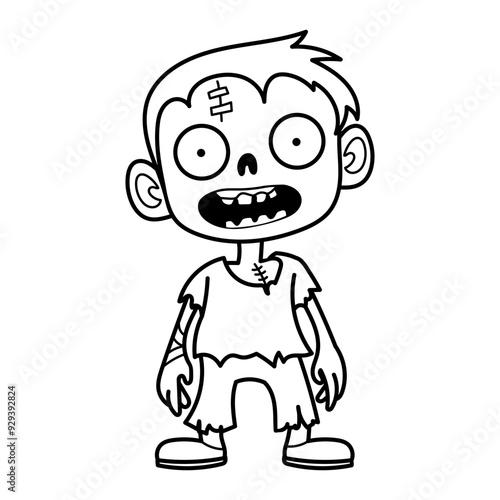 Vector illustration of a cartoon zombie, ideal for Halloween projects, children's coloring books or spooky designs