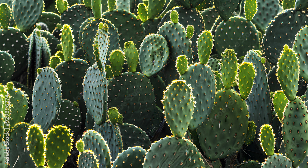Cacti in Mexico: Close-up wallpaper of green cacti. Concept of southern plants with needles. Cacti in Mexico: Close-up wallpaper of green cacti. Concept of southern plants with needles.