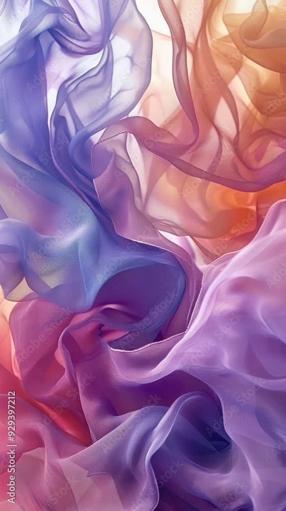 Fototapeta premium Colorful, translucent fabrics flowing in a harmonious and ethereal manner.