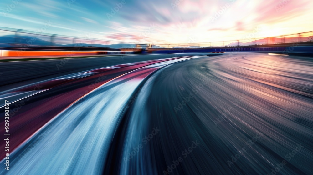 A blurry photo of a racing track at sunset A blurry photo of a racing track at sunset