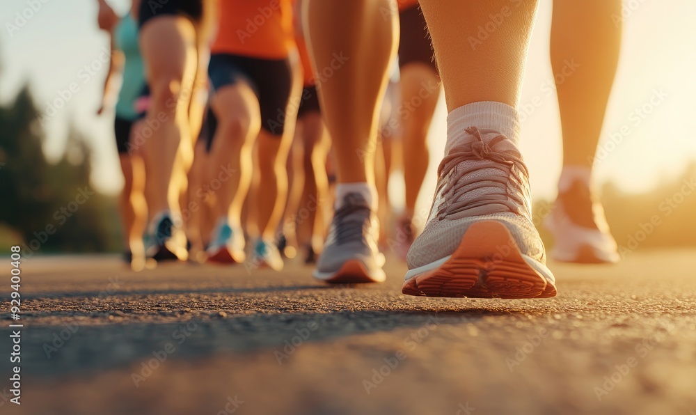 Group of People Working Out Together Outdoors in Midday Sunlight: Bright and Smiling Group of People Working Out Together Outdoors in Midday Sunlight: Bright and Smiling
