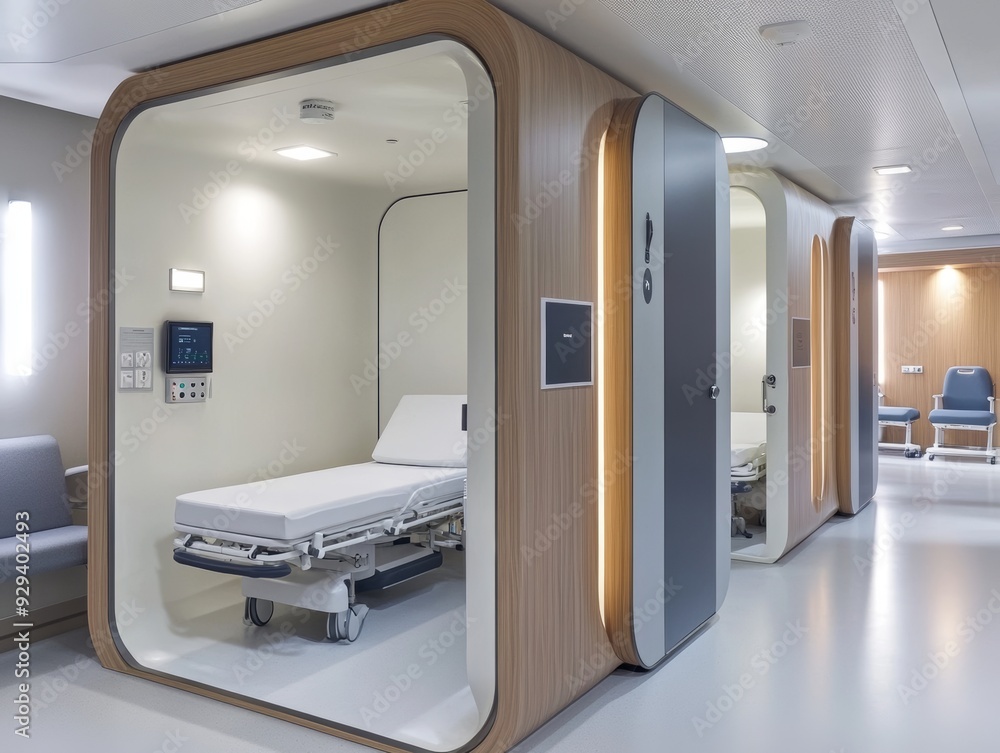 Modern hospital modular treatment pods for versatile medical procedures and patient comfort Modern hospital modular treatment pods for versatile medical procedures and patient comfort