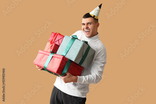 Happy young man in party ha...