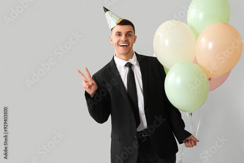 Happy young businessman in ...