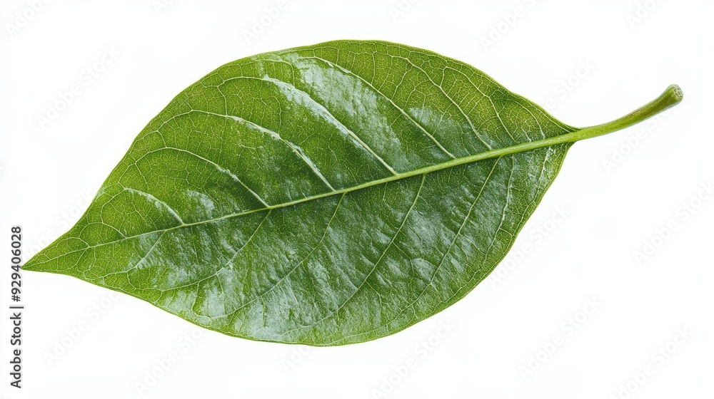 Obraz premium Fresh Green Leaf, Isolated On White Background, Perfect For Eco-Friendly And Nature-Themed Campaigns . Generative ai