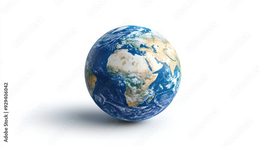 Fototapeta premium Globe Showing The Earth, Isolated On White Background, Suitable For Environmental And Educational Themes . Generative ai
